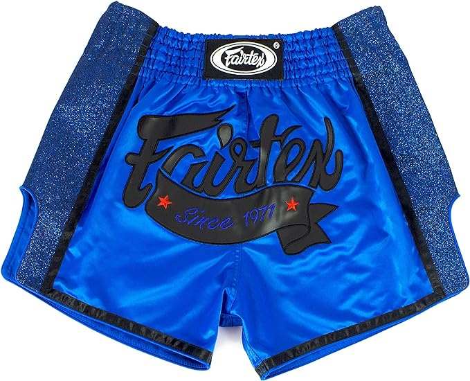 Shorts de Muay Thaï Fairtex BS1704 rouge blanc et bleu noir pour entraînement et combat