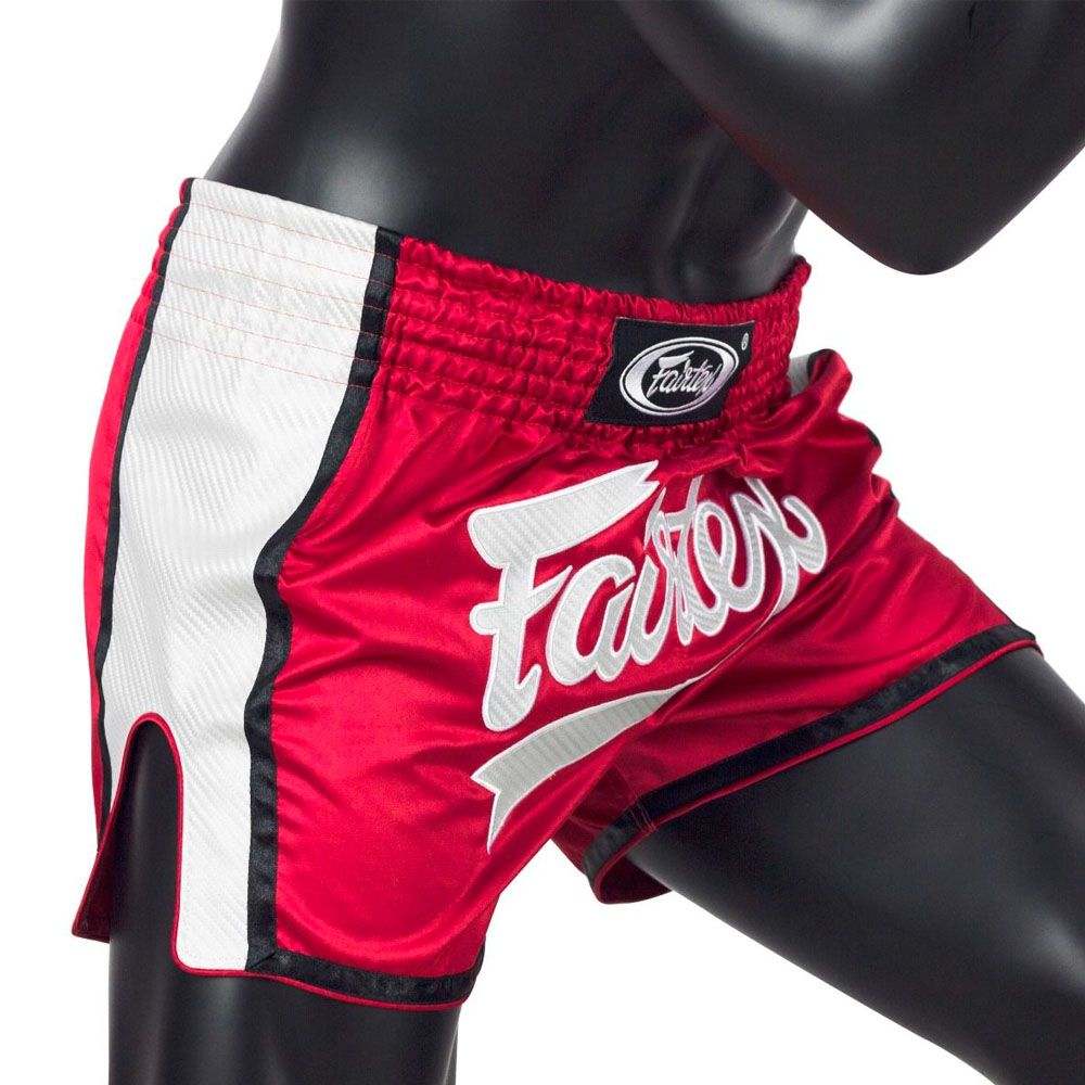 Shorts de Muay Thaï Fairtex BS1704 rouge blanc et bleu noir confort et liberté de mouvement