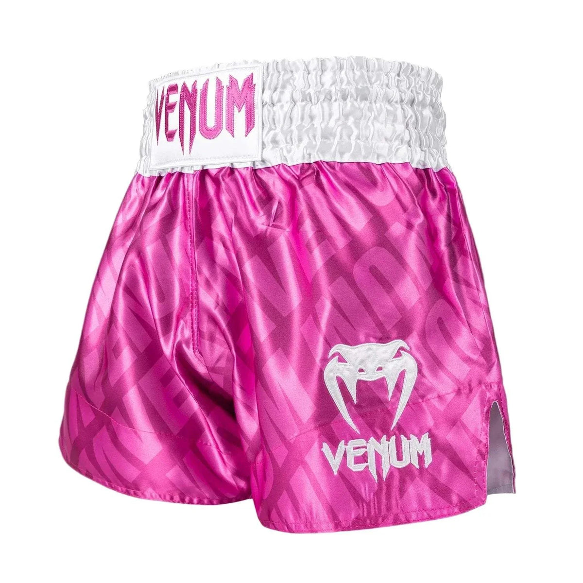 Shorts Muay Thaï Venum Contender XT Rose Candy blanc légers et résistants pour entraînements et combats