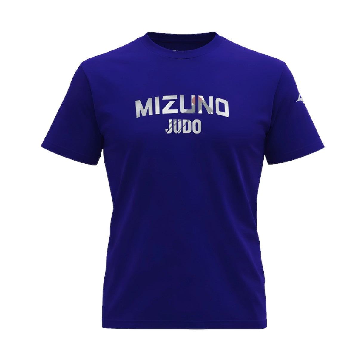 T-shirt Mizuno Judo FUJI Line blanc avec Kanji Judo au dos, coupe regular, 73% coton, 27% polyester recyclé.