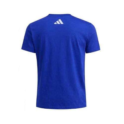 T-shirt adidas bleu avec sérigraphie Coq France et inscription Judo, confortable et résistant pour entraînement