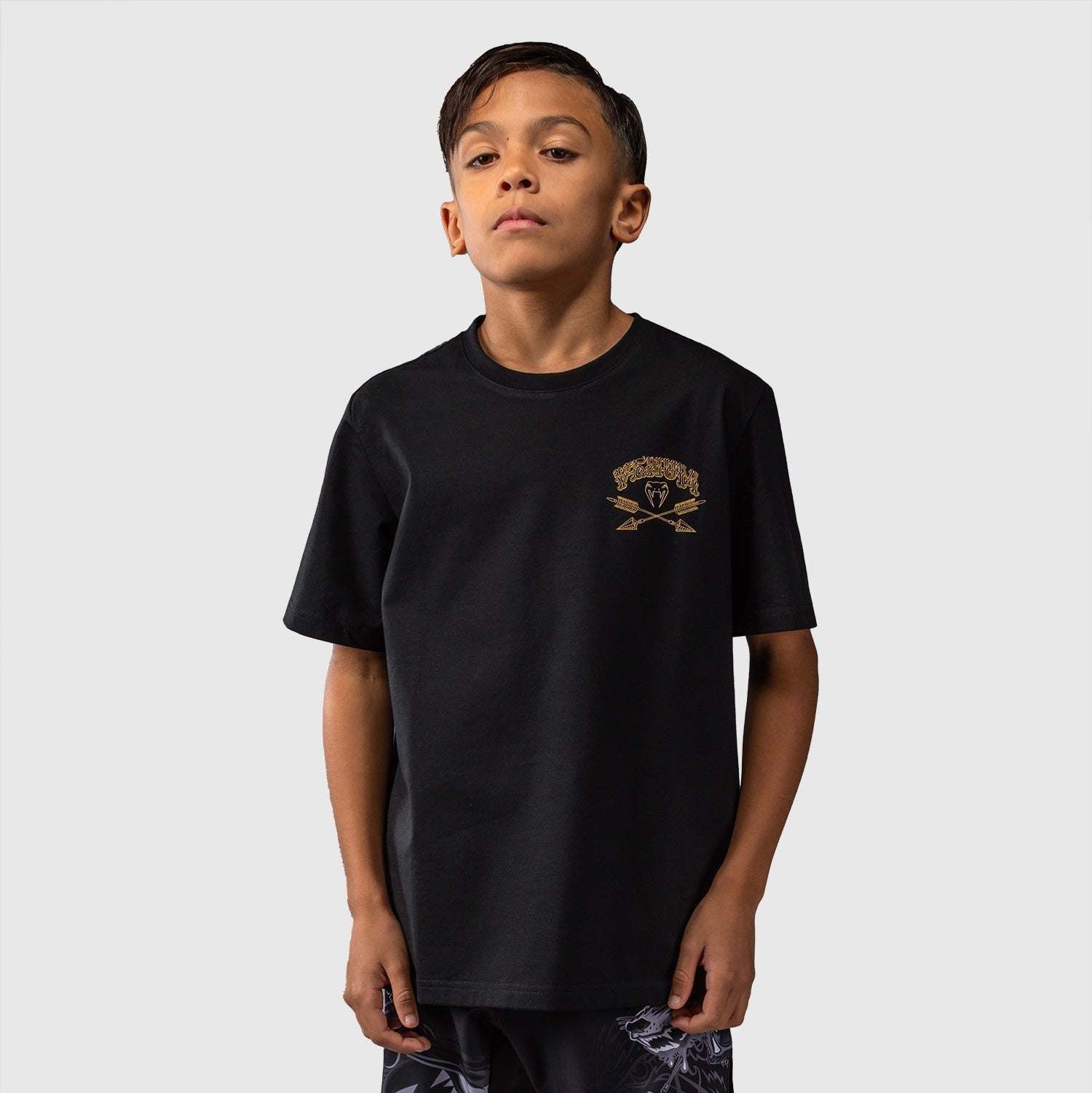T-shirt enfant Venum Wolf Atak noir et gris avec design loup sportif