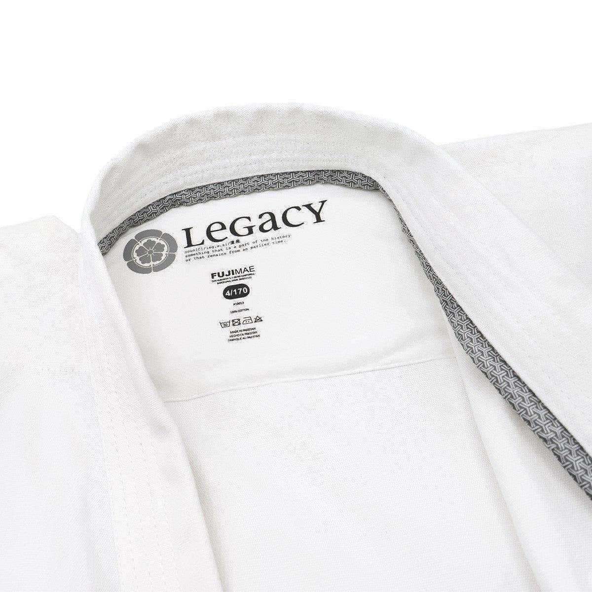 White Legacy II Karate Kimono jacket by FUJIMAE with soft 14oz cotton fabric and traditional design details