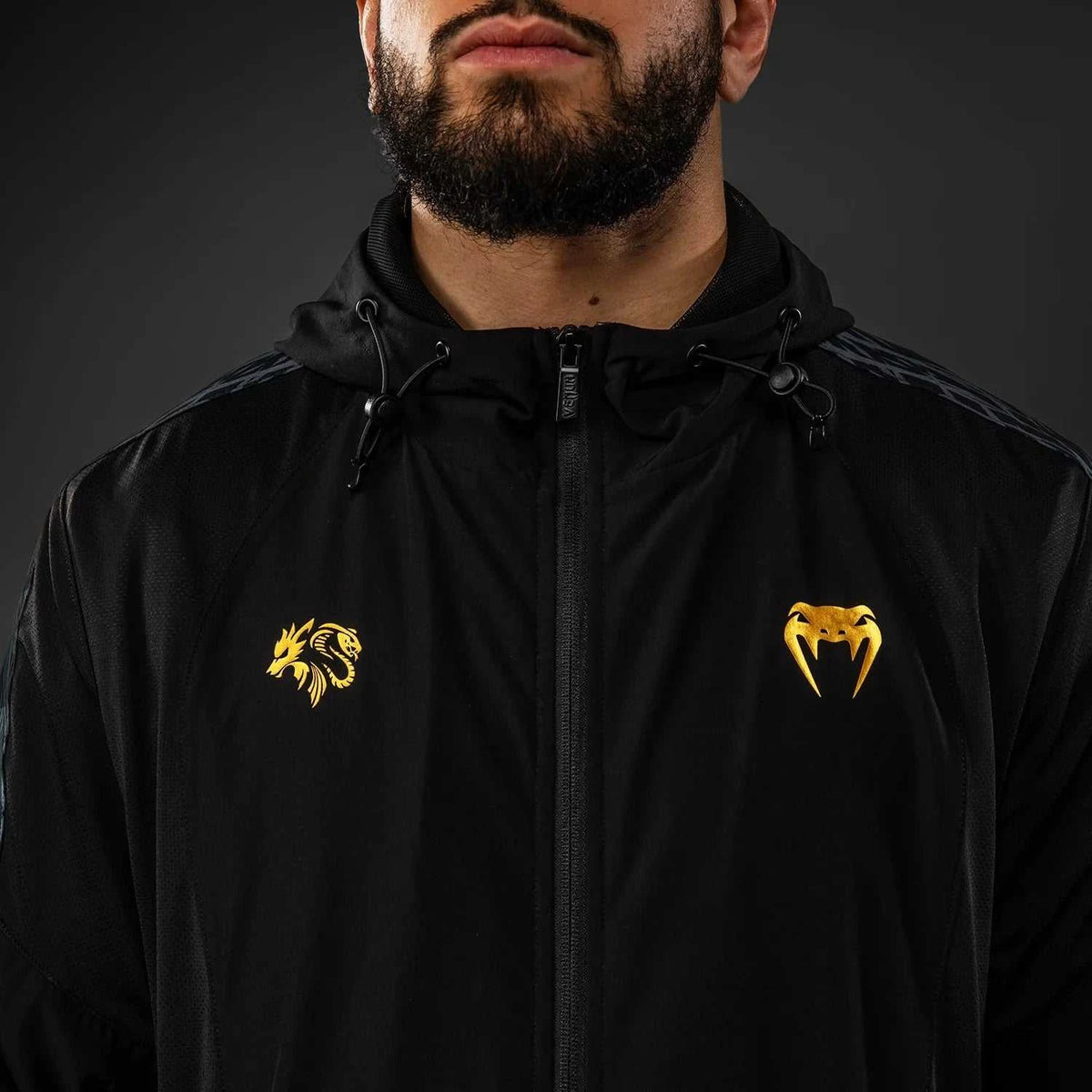 Veste de survêtement Venum x Chimaev Wild Borz noir et gris pour entraînement et style athlétique
