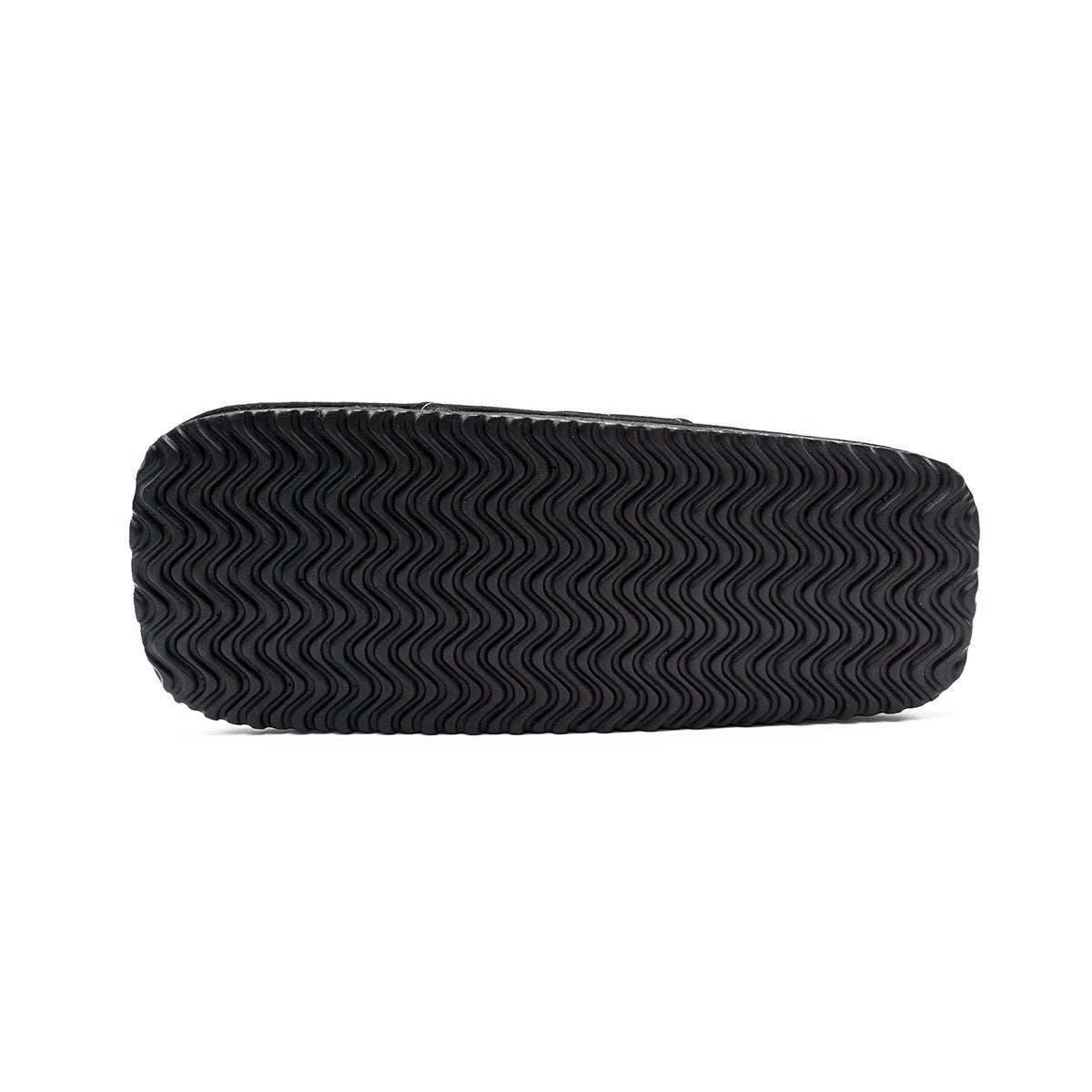 Bottom view of Zoori FUJIMAE sandal with textured black EVA sole for martial arts comfort and stability