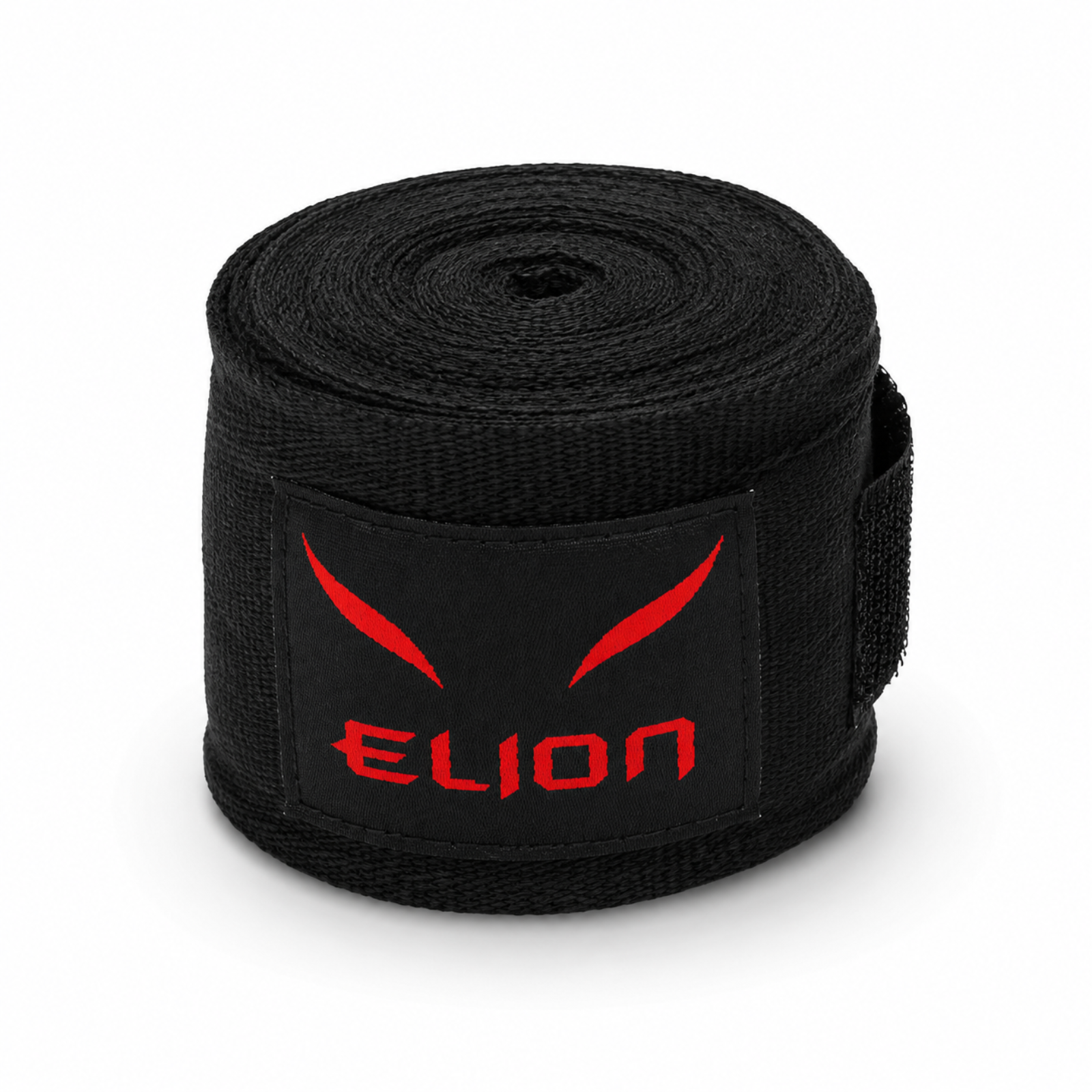 Bandes de boxe Elion 3m noir en coton et lycra avec attache pouce et fermeture velcro pour protection et maintien des poignets
