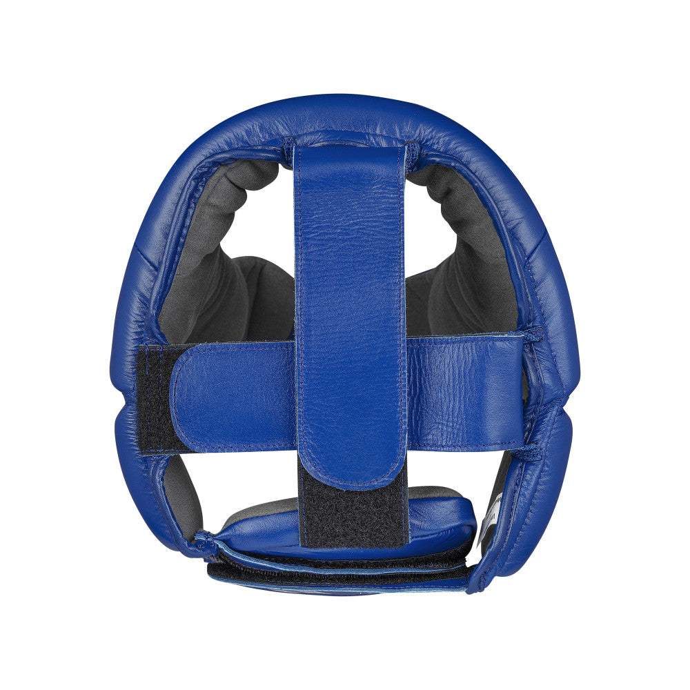 Cuir et logo trois bandes du casque de boxe adidas World Boxing bleu