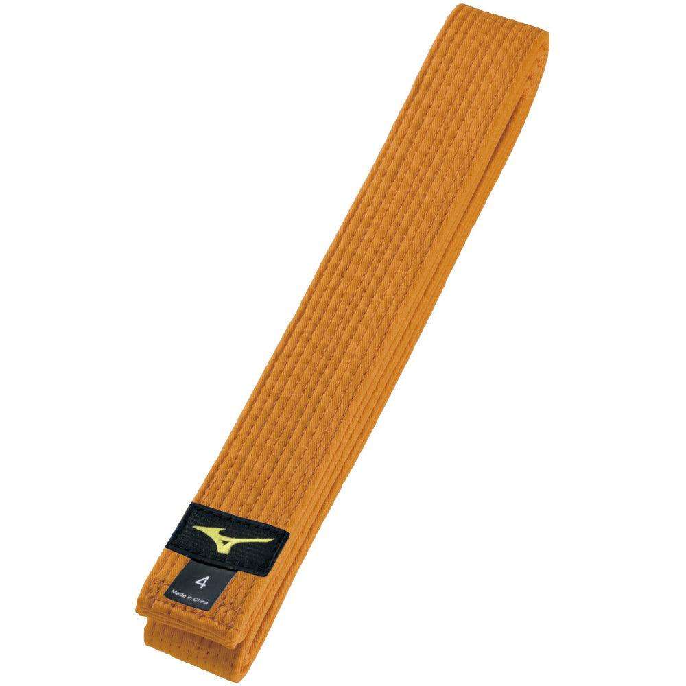 Orange Mizuno Judo belt 100% cotton with multiple stitching, size 4, for martial arts including Judo and Karate