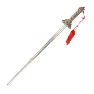 Épée Tai Chi Chuan télescopique FUJIMAE finition or avec lame rétractable et poignée métallique ciselée