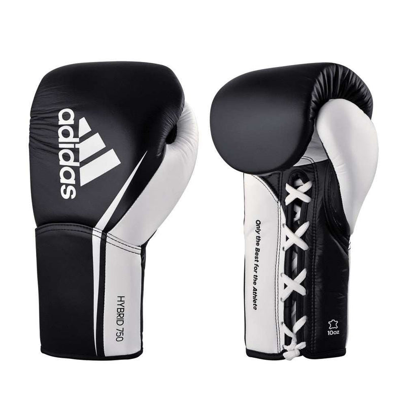 Gants de boxe Pro à lacets adidas Hybrid 750 - Noir/Blanc