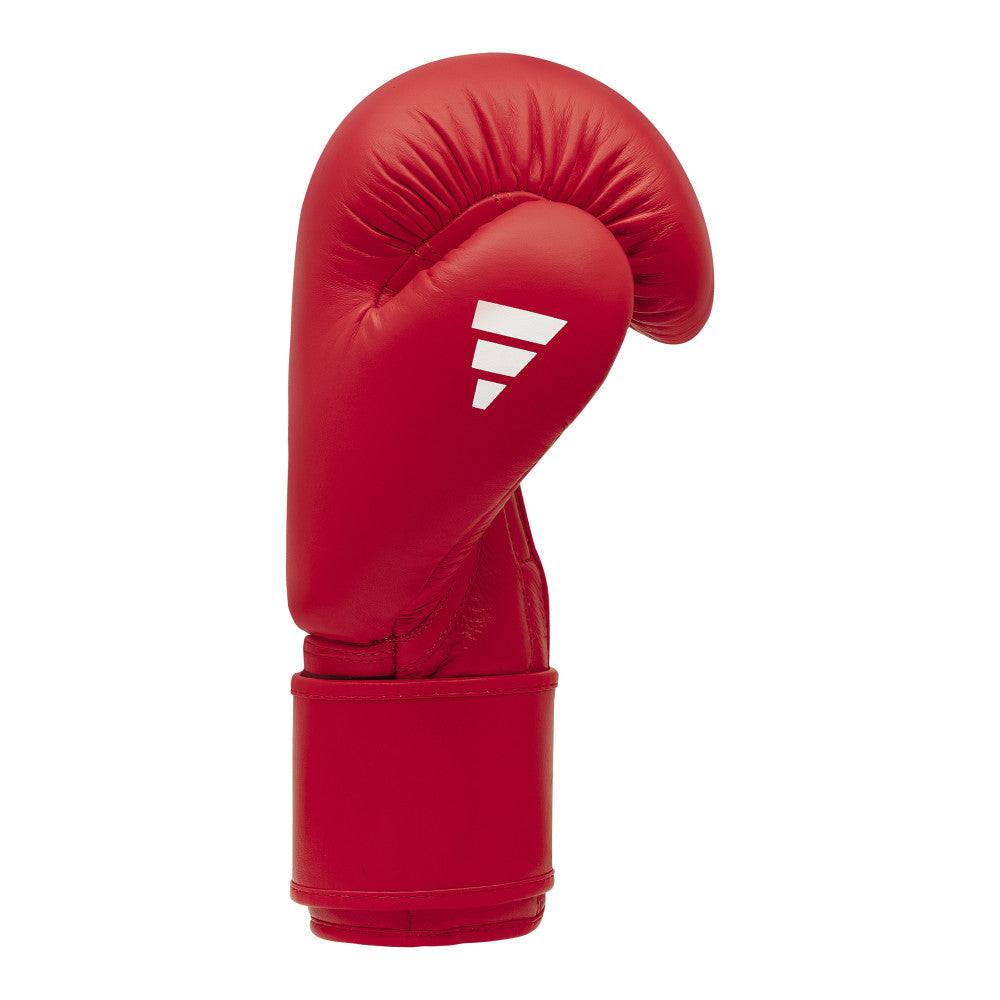 Gants de boxe compétition amateur adidas rouges, fermeture velcro