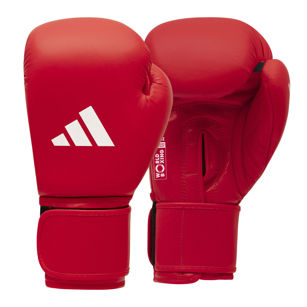 Gants de boxe adidas rouge homologués World Boxing pour compétition amateur