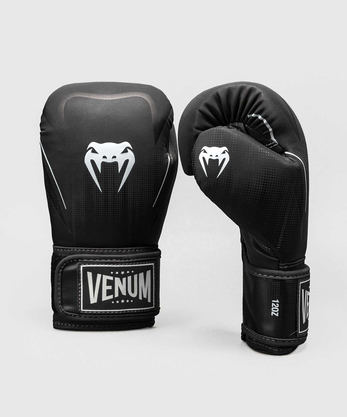 Gants de boxe Venum Stealth noir et blanc en cuir Skintex avec mousse multi-densité et ventilation micro-perforée pour entraînement régulier