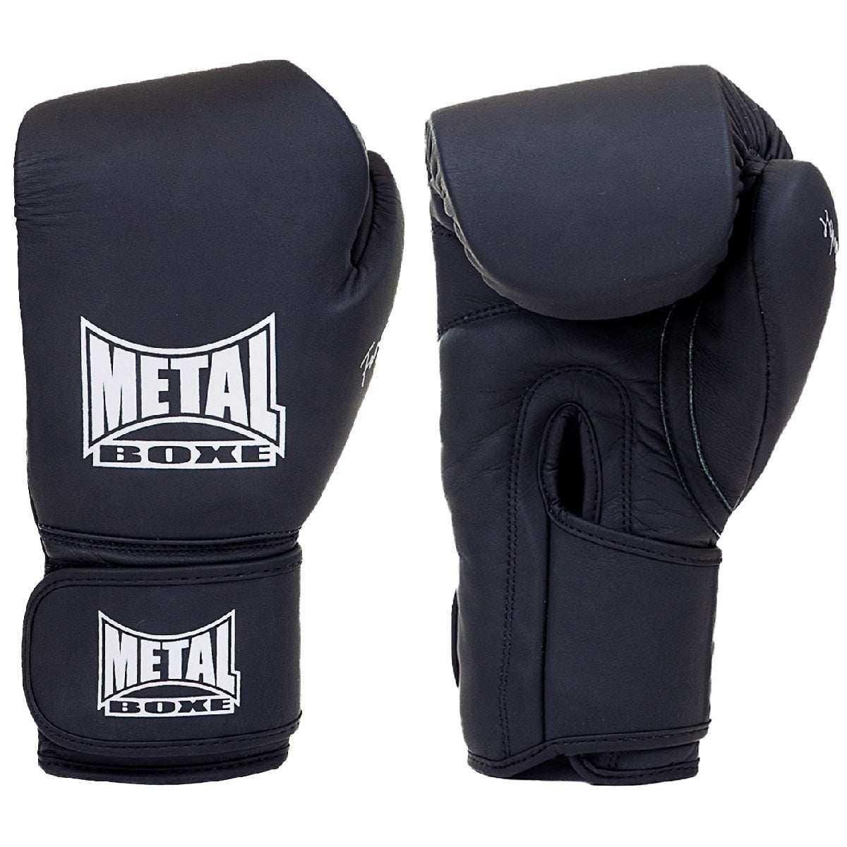 Gants de boxe noir en cuir Genesis Metal Boxe avec velcro maintien et absorption choc