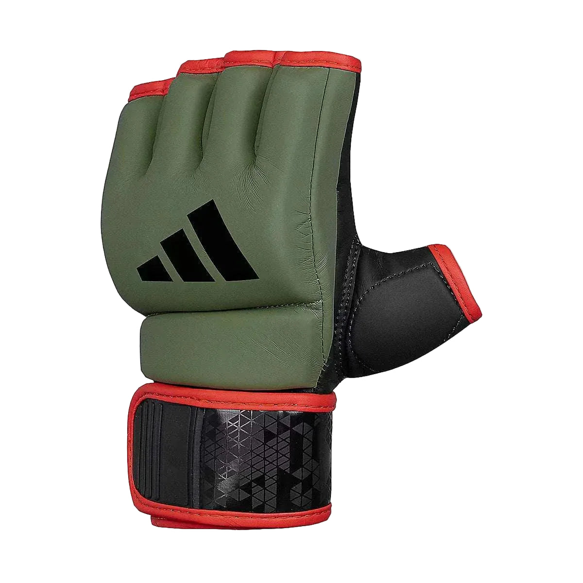 Gants de boxe MMA adidas Combat 50 couleur camoline kaki en PU3G avec mousse EVA et fermeture scratch rigide pour entraînement grappling et frappe