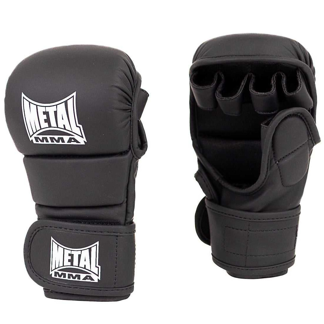 Gants d'entrainement MMA enfant Metal Boxe noirs ergonomiques en PU avec paume ouverte et protection pouce