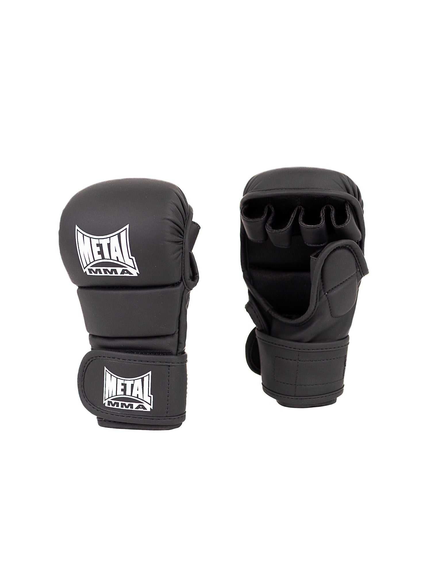 Gants d'entrainement MMA enfant Metal Boxe noirs ergonomiques en PU avec paume ouverte et protection pouce