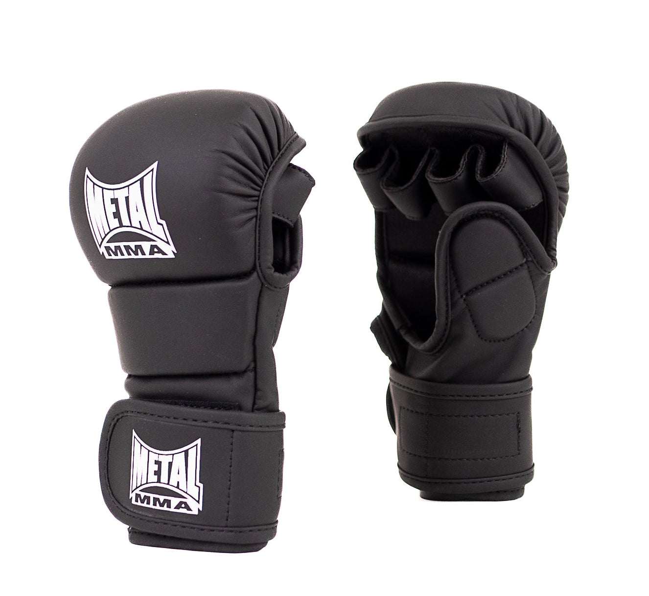 Gants d'entrainement MMA enfant Metal Boxe noir avec paume ouverte et protection pouce