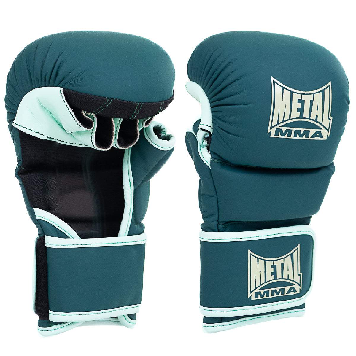 Gants MMA Metal Boxe The Shell Deep Waters pour sparring et grappling avec protection intégrale et velcro maintien renforcé.