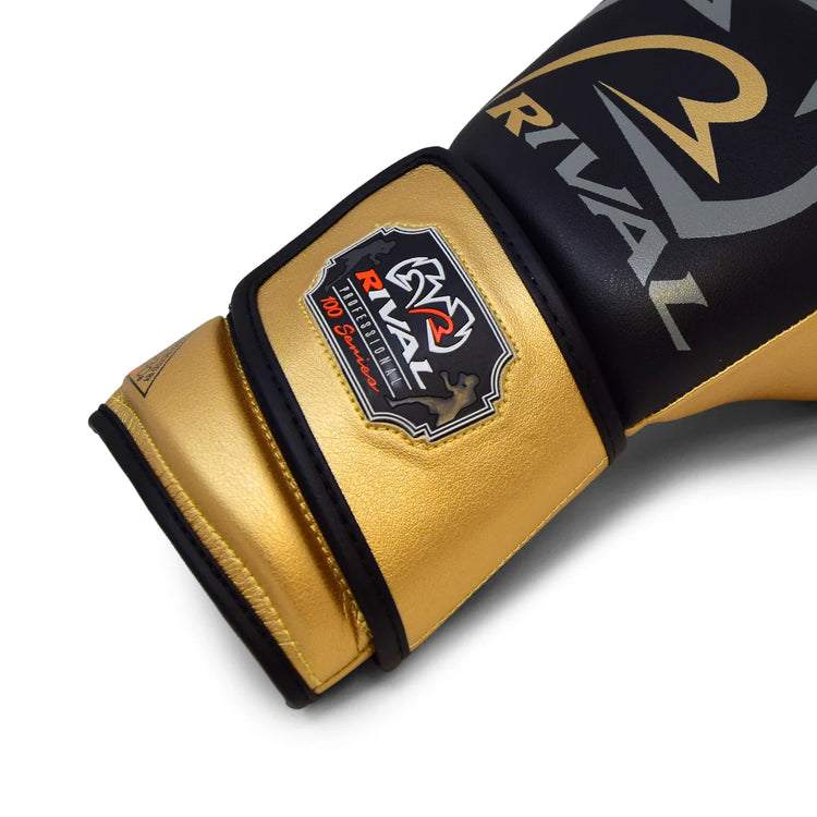 Gants de sac Rival RB100 noir et or pour entraînement professionnel au sac de frappe
