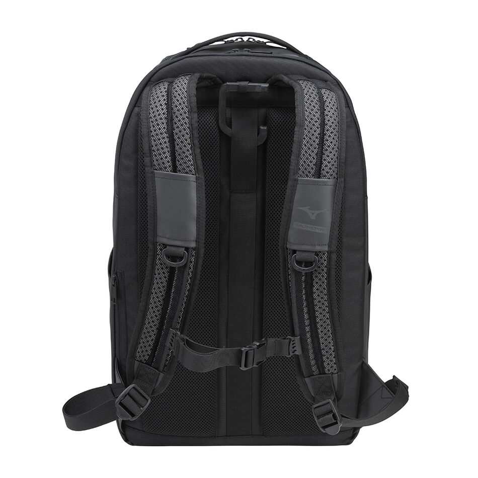 Sac à dos Mizuno WASO 25L WP noir, zip déperlant et poche frontale