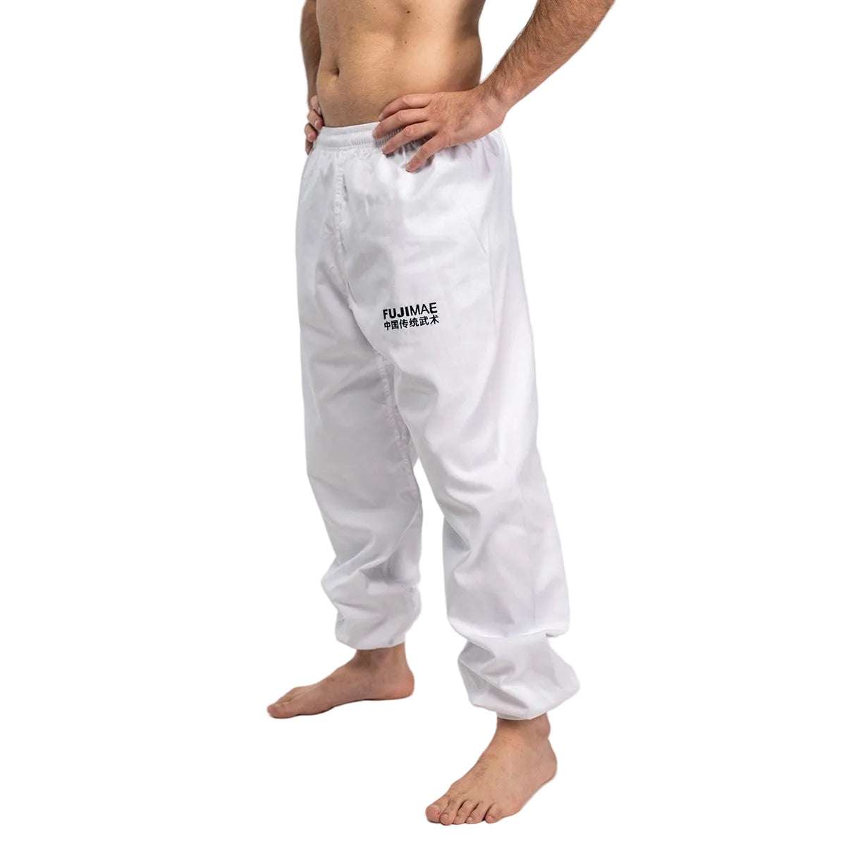 Pantalon de Kung Fu FUJIMAE Training blanc, coton synthétique 8 oz