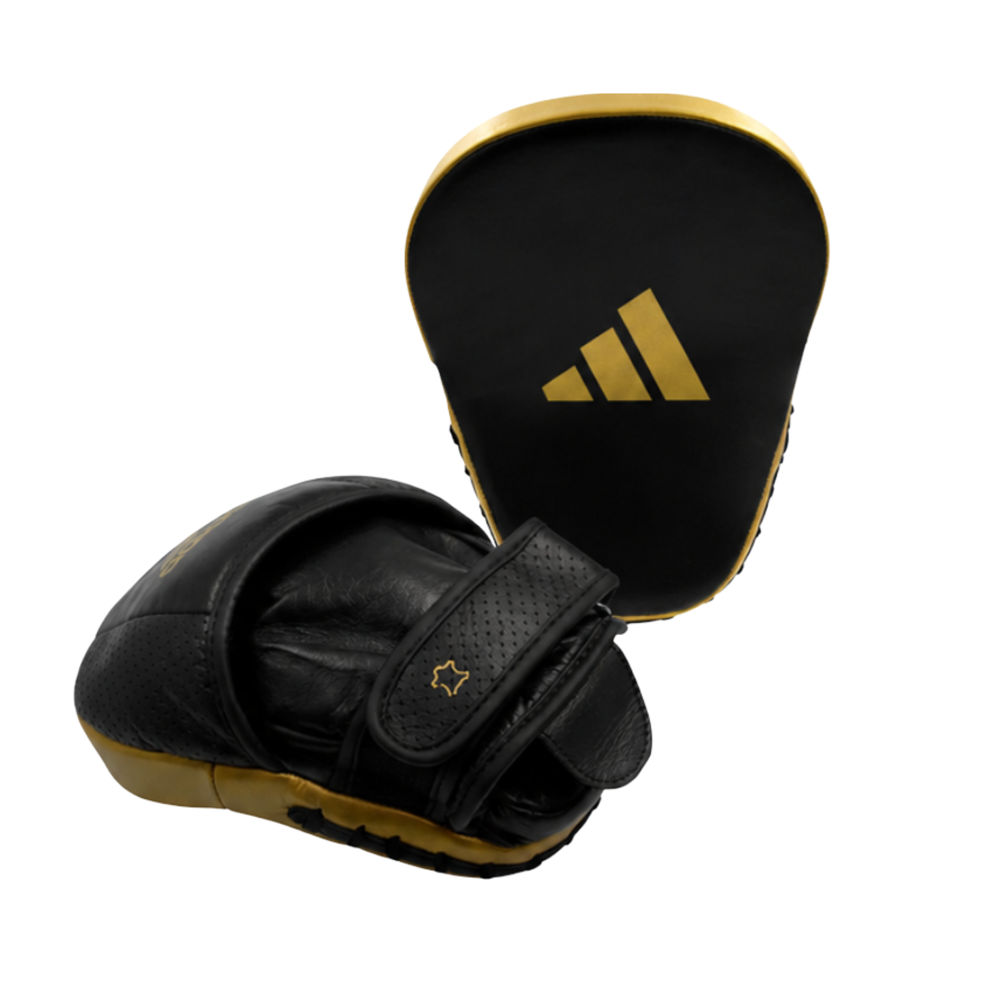 Pattes d'Ours Adidas Adistar Pro en cuir noir et or pour entraînement de boxe professionnelle