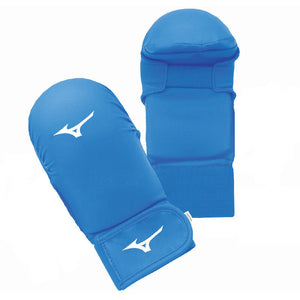 Gants de karate sans pouce Mizuno bleu, vue de face
