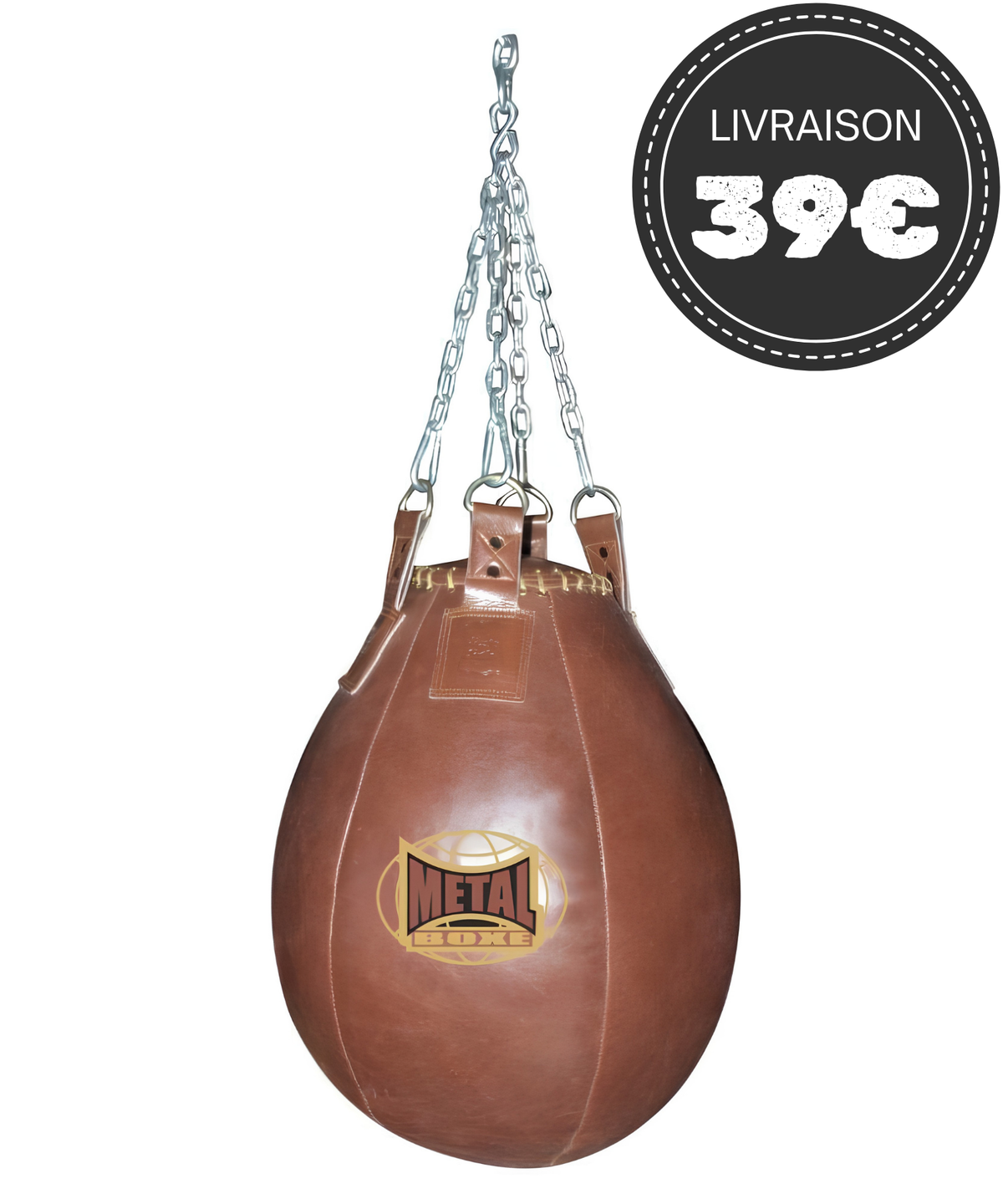 Poire de vitesse cuir marron Metal Boxe pour entraînement boxe et MMA