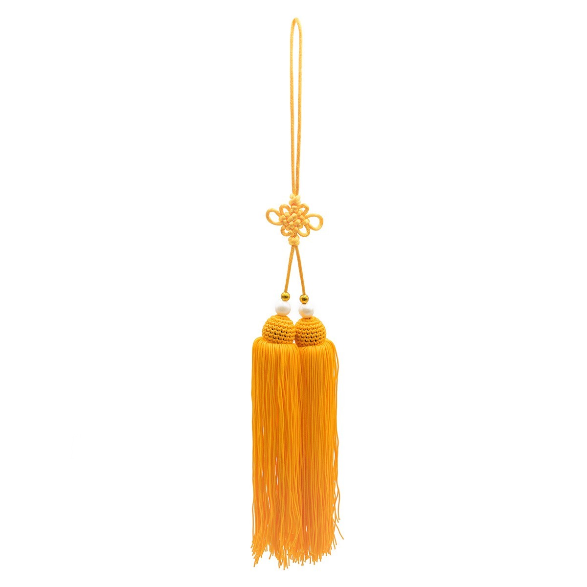 Pompon or pour épée chinoise FUJIMAE avec perles nacrées en nylon pour Tai Chi et arts martiaux