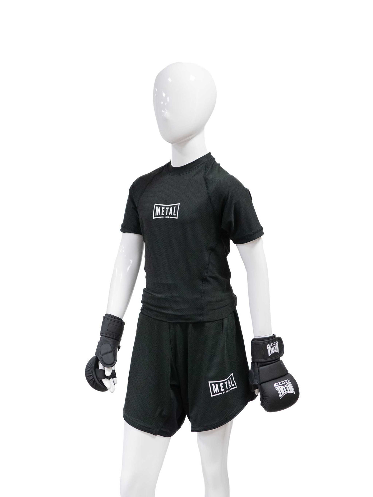 Rashguard enfant Metal Boxe noir motif Brickbond manches longues pour sports de combat