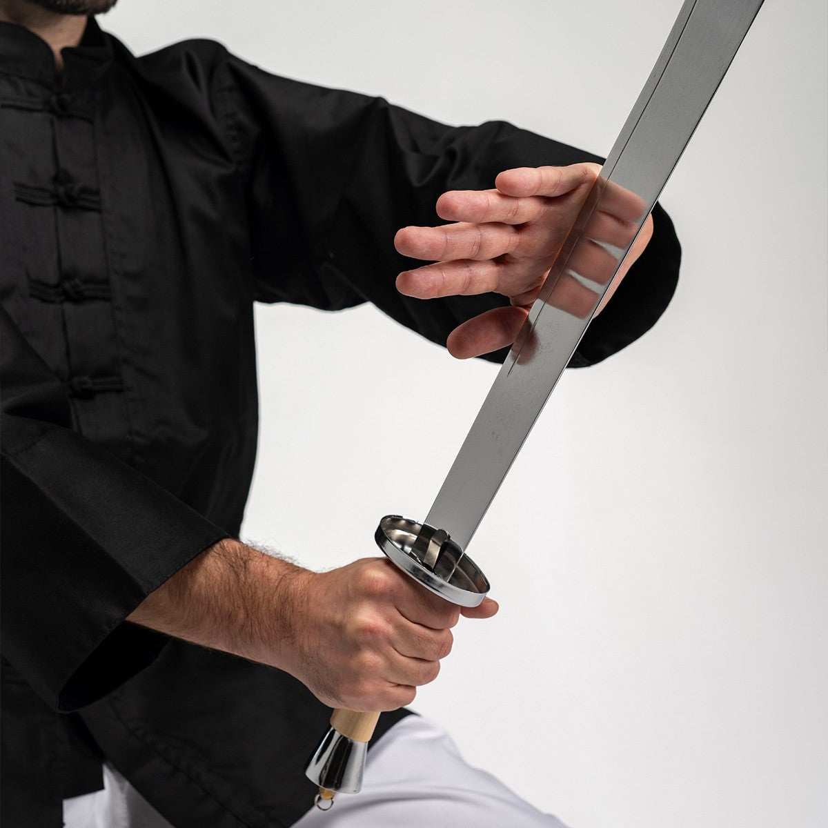 Sabre de Kung Fu semi-flexible FUJIMAE acier chromé - 80 cm