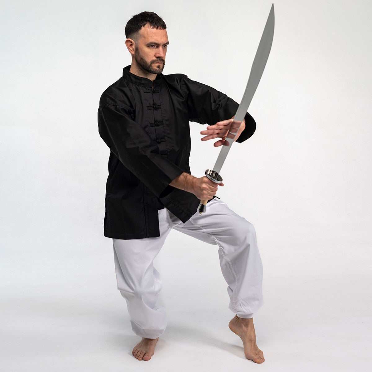 Sabre de Kung Fu semi-flexible FUJIMAE acier chromé - 80 cm