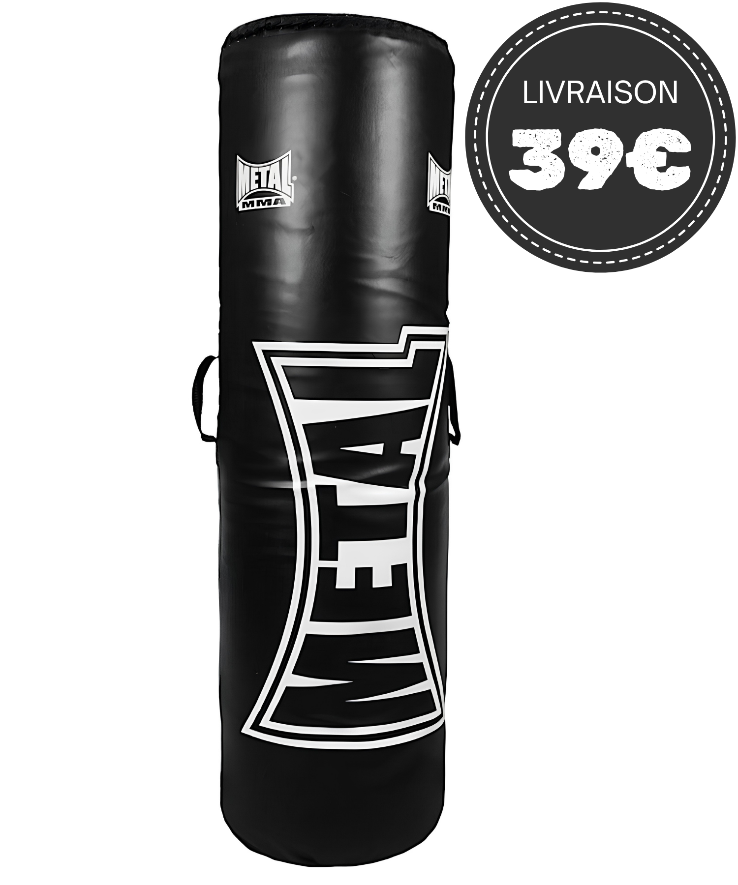 Sac de frappe Metal Boxe Grappling 150 cm noir, durable et résistant pour arts martiaux et MMA