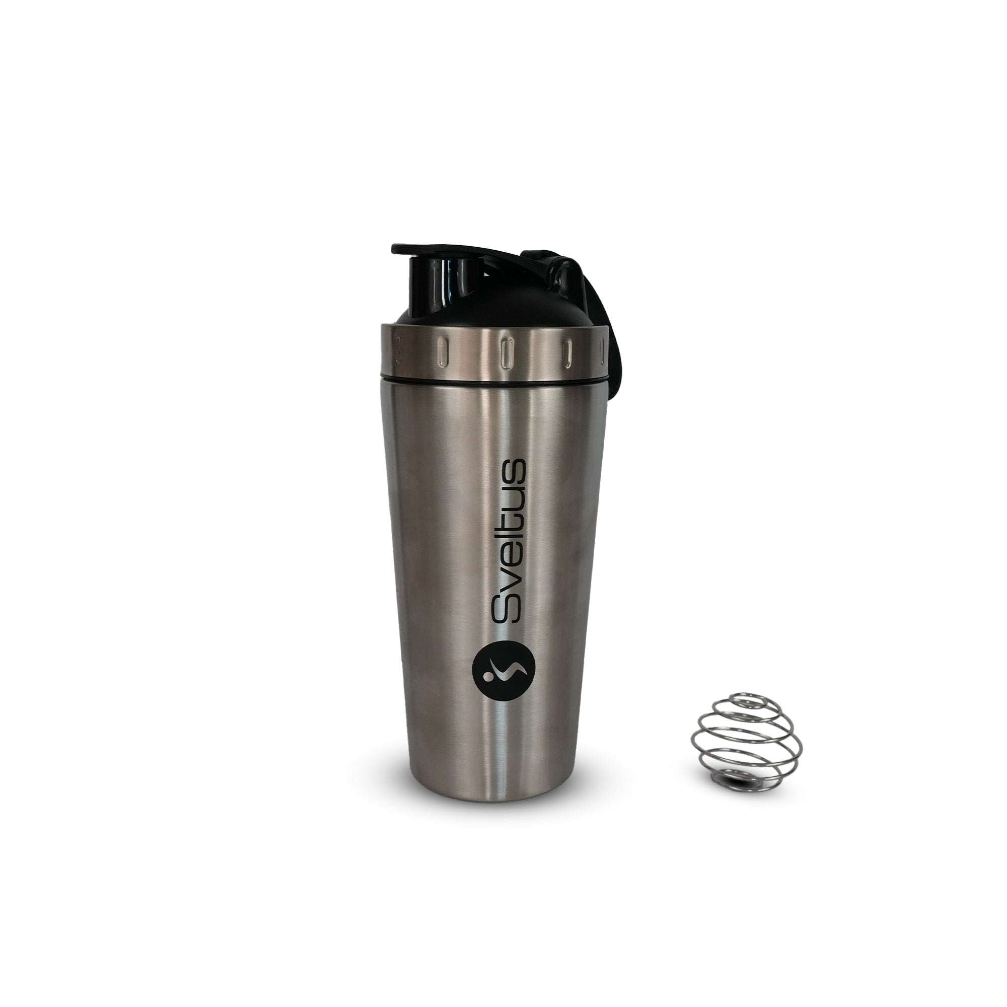 Shaker inox 0,75 L Sveltus en acier inoxydable pour boissons protéinées, résistant et étanche.
