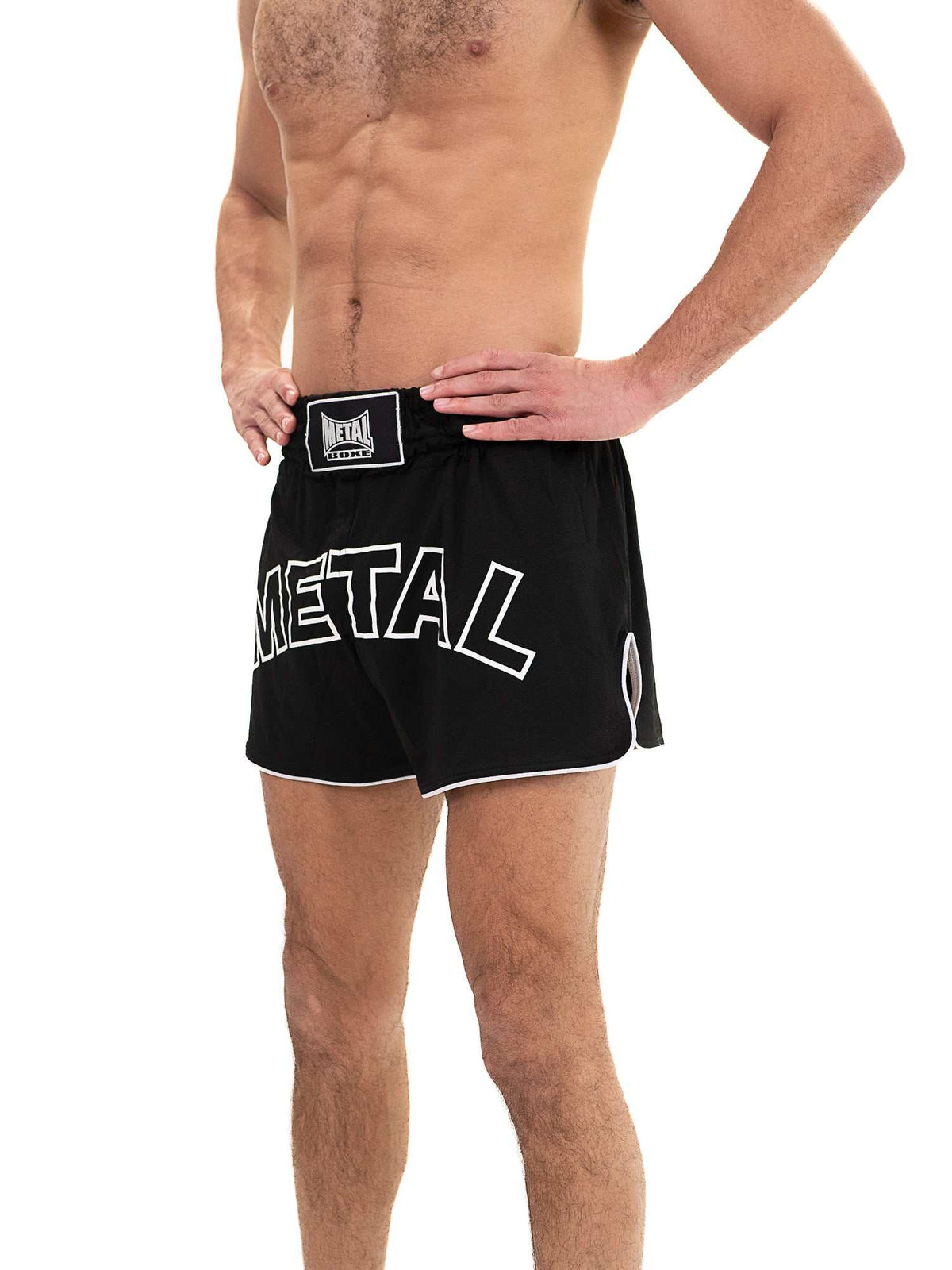 Short de boxe thaï noir Metal Boxe ONE léger et confortable pour Muay Thaï et kickboxing