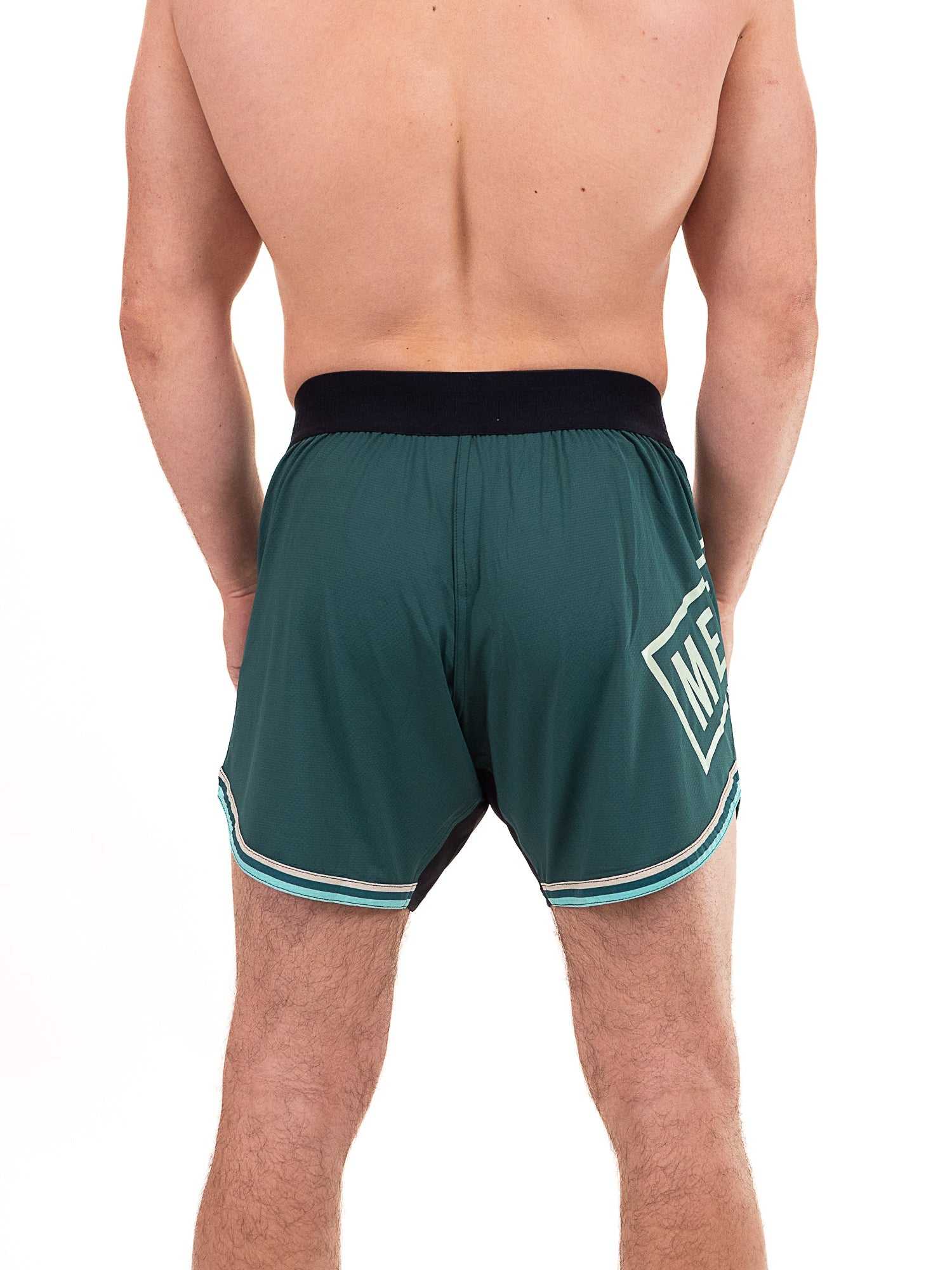 Short de combat MMA Metal Boxe bleu Deep Waters avec ceinture élastique et fentes latérales pour libre mouvement