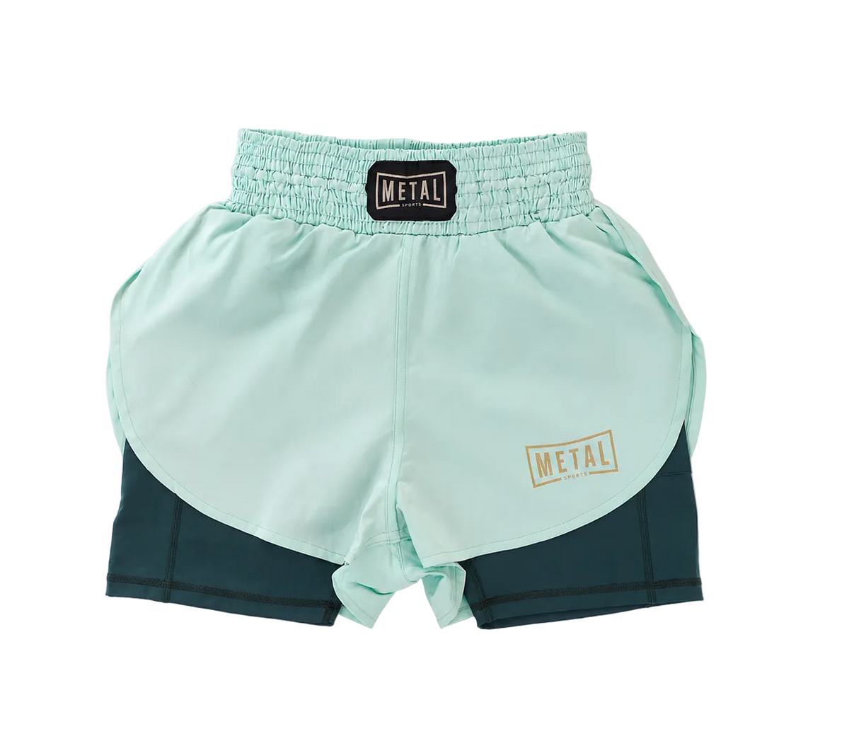 Short MMA femme 2 en 1 Metal Boxe Deep Waters bleu avec compression intégrée pour sport intense