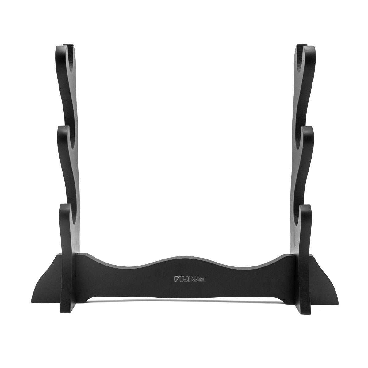 Porte-sabre 3 unités Fuji Mae en bois laqué noir pour présentation et rangement de sabres d’arts martiaux