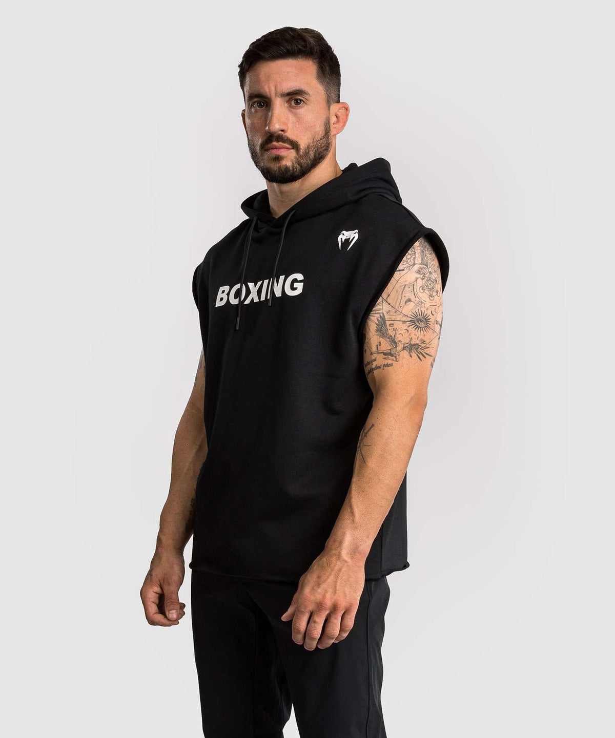 Sweatshirt sans manches Venum VT Boxing noir et blanc, coupe ajustée en coton pour entraînement de boxe