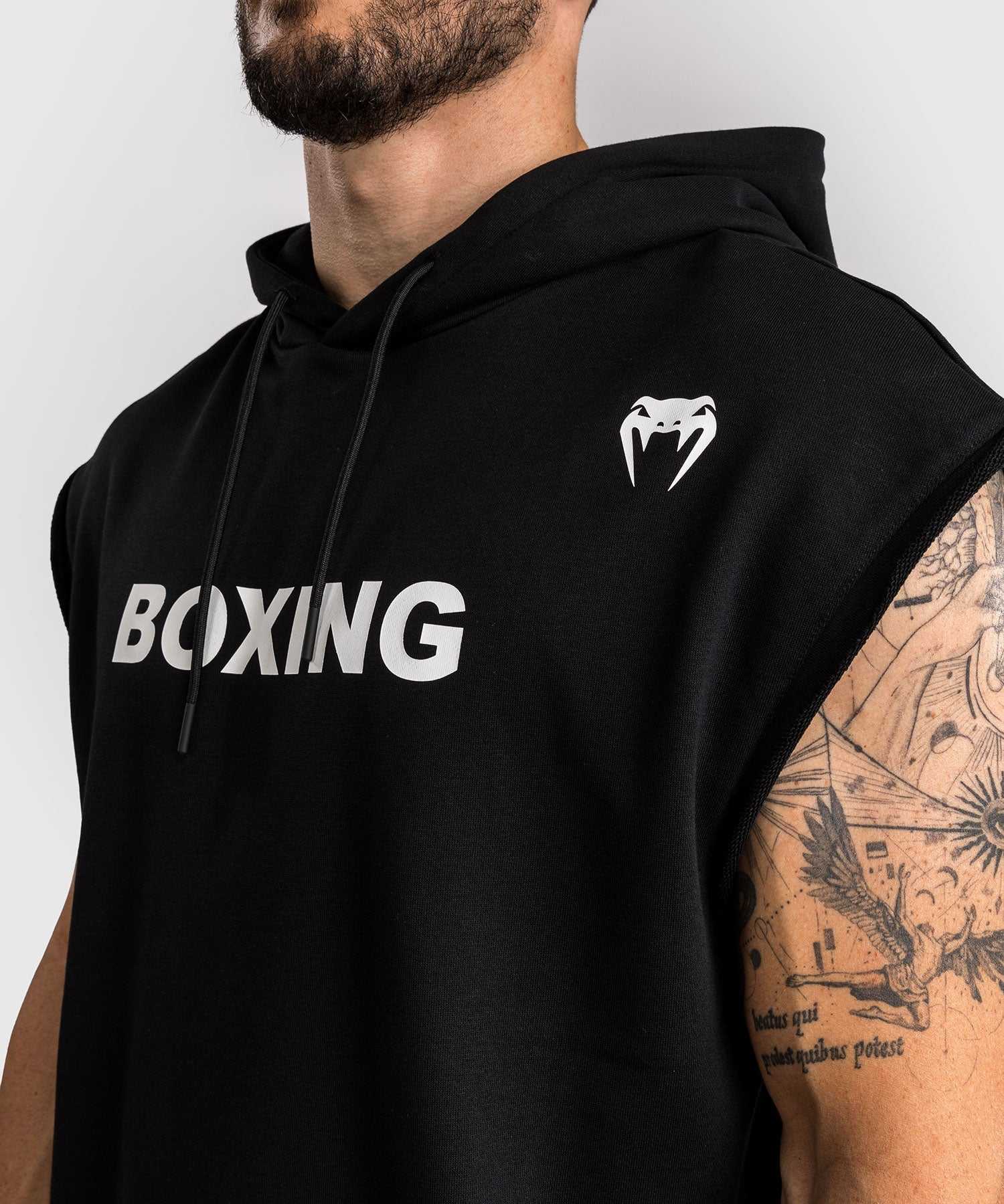 Sweatshirt sans manches Venum VT Boxing noir et blanc coupe ajustée en coton pour entraînement de boxe