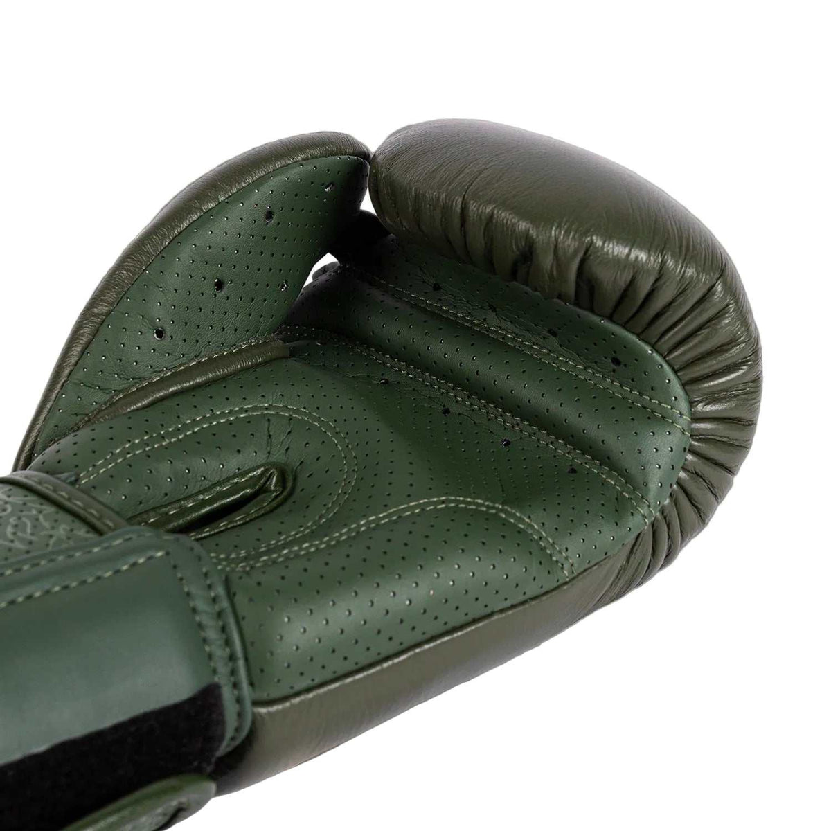 Gants de boxe Venum Power 2.0 en cuir Nappa vert forêt avec ventilation et mousse multi-densité, fabriqués main en Thaïlande.