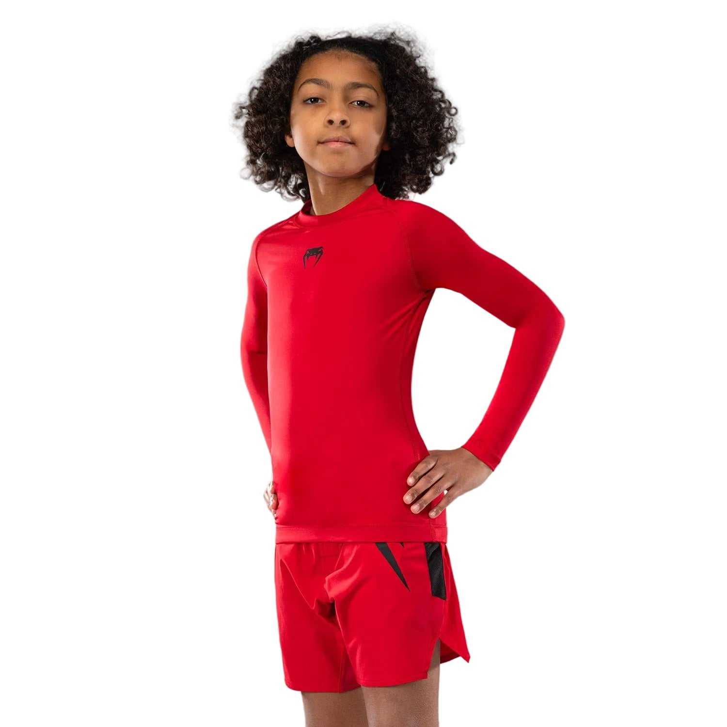 Rashguard enfant Venum Contender manches longues rouge cerise pour jiu-jitsu et MMA