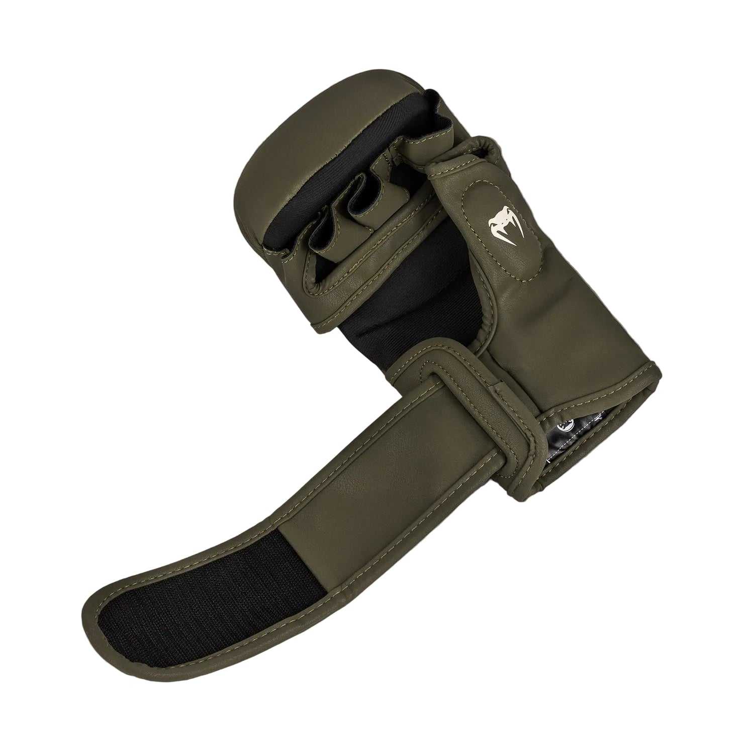 Gants de MMA Venum Serpenti kaki bronze ivoire pour sparring avec paume ouverte et protection renforcée