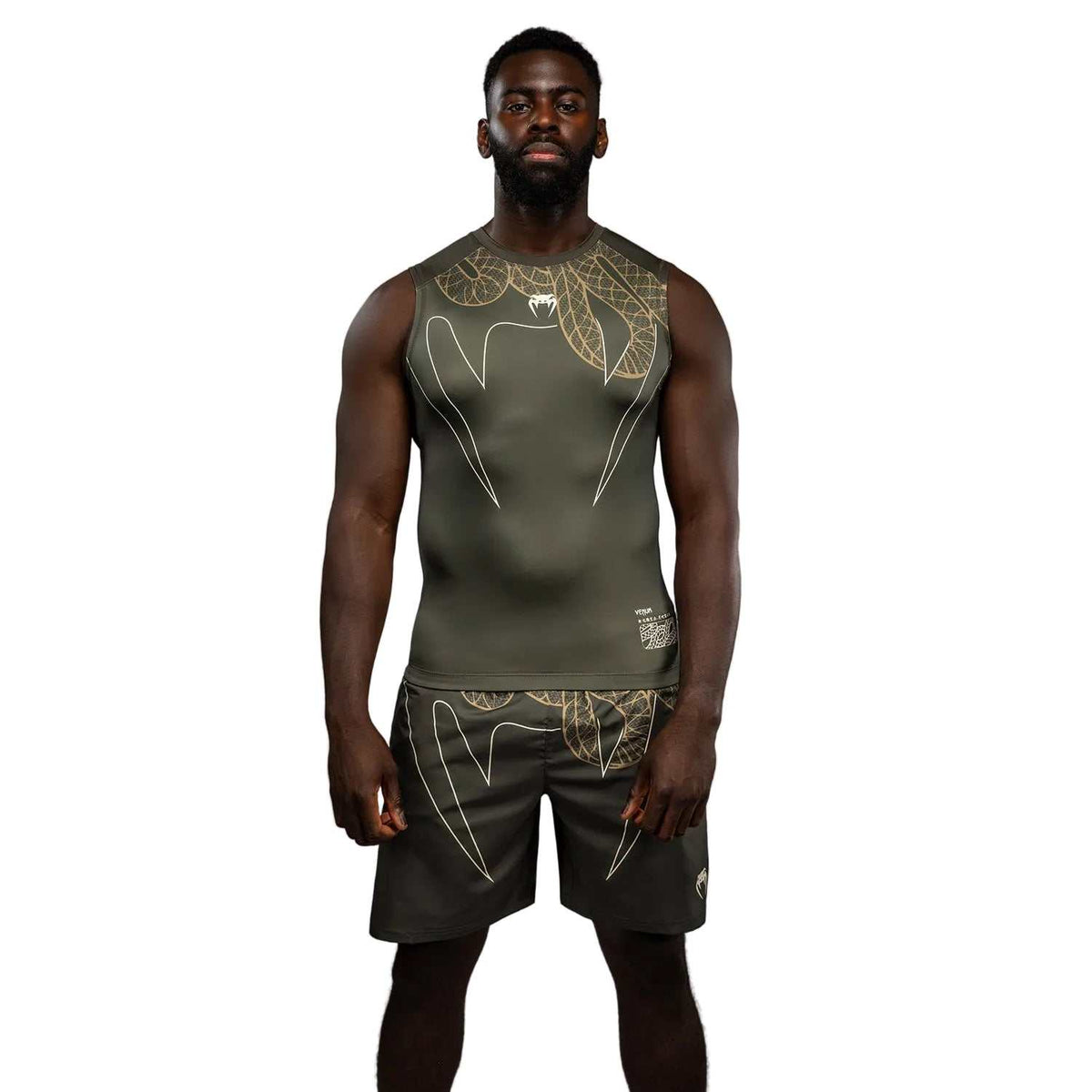 Rashguard sans manches Venum Serpenti kaki bronze ivoire pour grappling et MMA