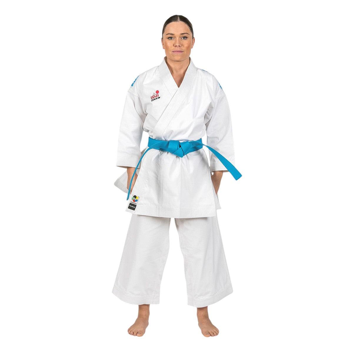 Veste Karaté FUJIMAE Budōkan Excellence Kata homologuée WKF avec broderie rouge ou bleue en coton brossé 12 oz