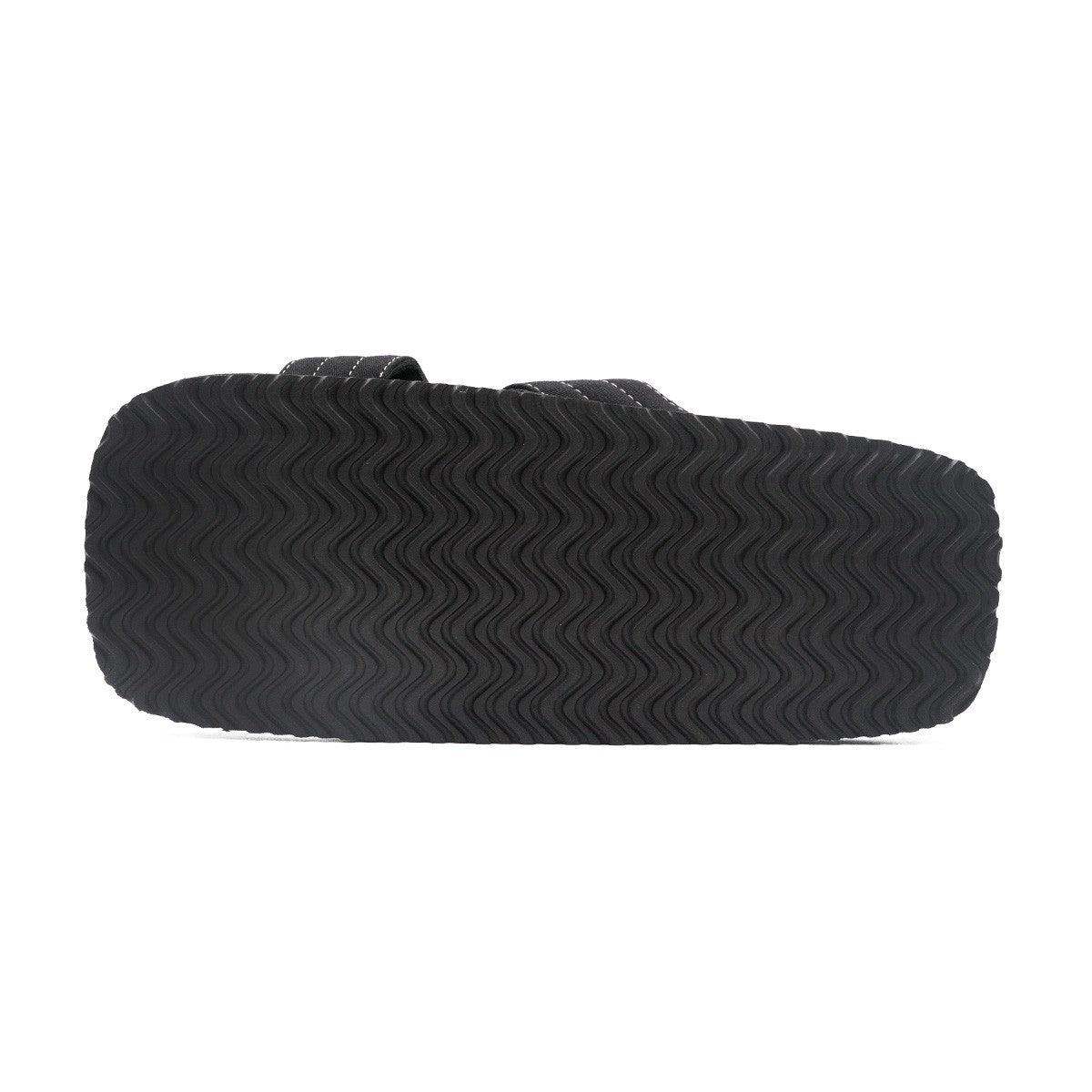 Black rubber sole of Zori FUJIMAE traditional sandale with zigzag tread pattern for martial arts tatami use