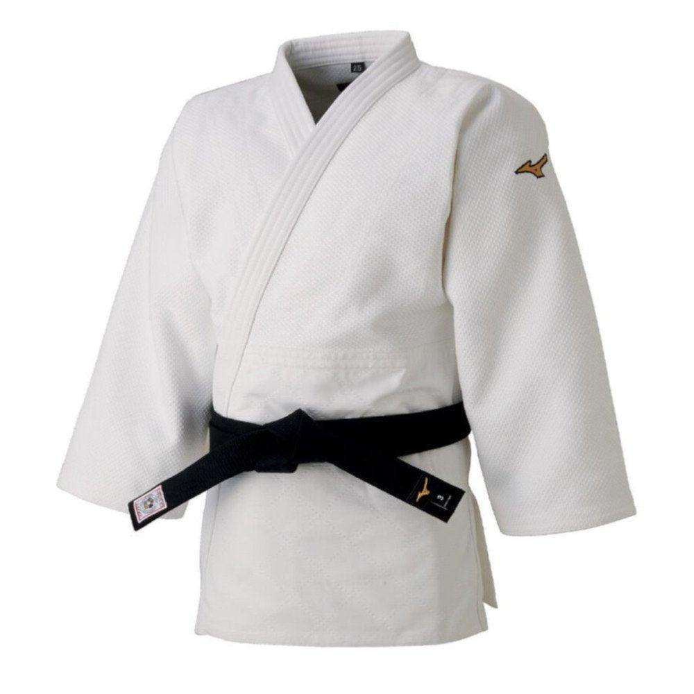 Veste de judo Mizuno Japan Yawara blanche, toile grain de riz 750 g