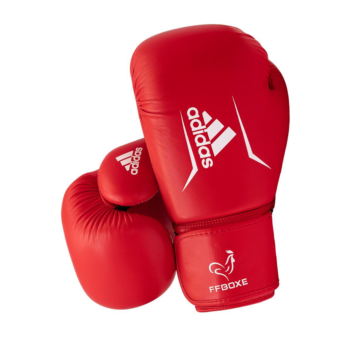 Red Adidas Gants de Boxe Educative Speed 50 gloves by Adidas with FFBoxe logo for beginner boxing training