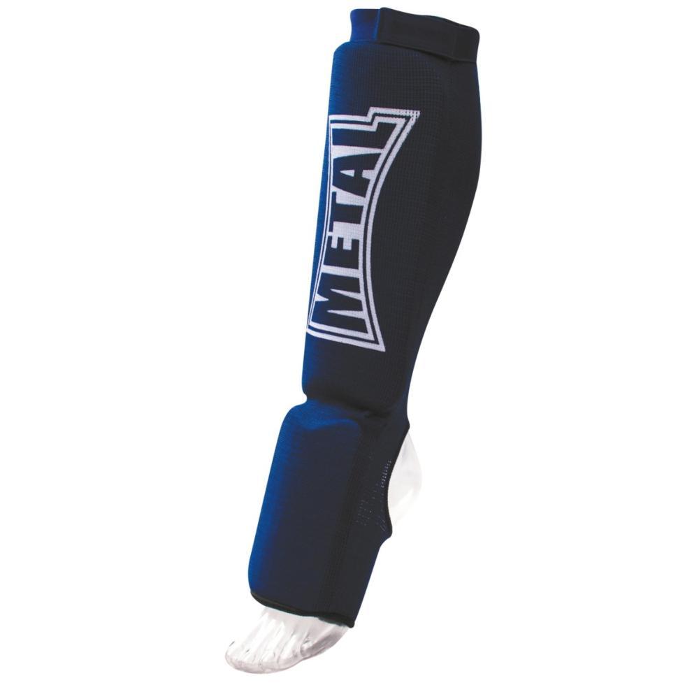 Protège-tibia + pieds élastique Metal Boxe MB153 bleu